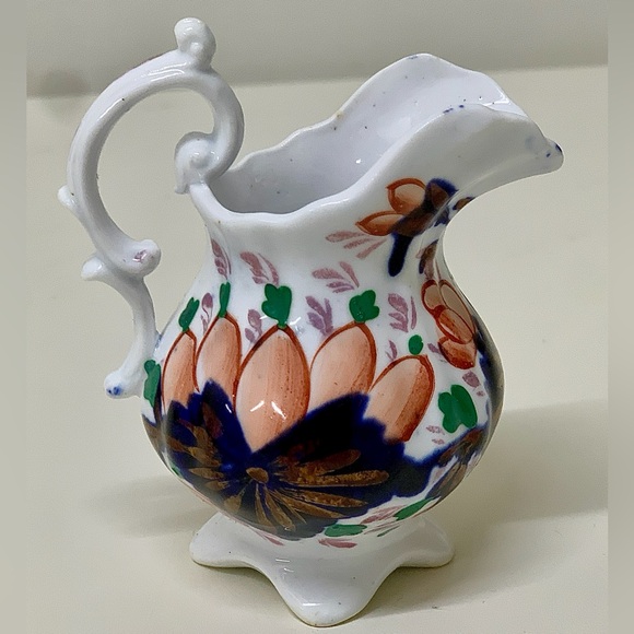 19th Century Antique Gaudy Welsh Grape Pattern Miniature Scalloped Footed Jug - Picture 3 of 16